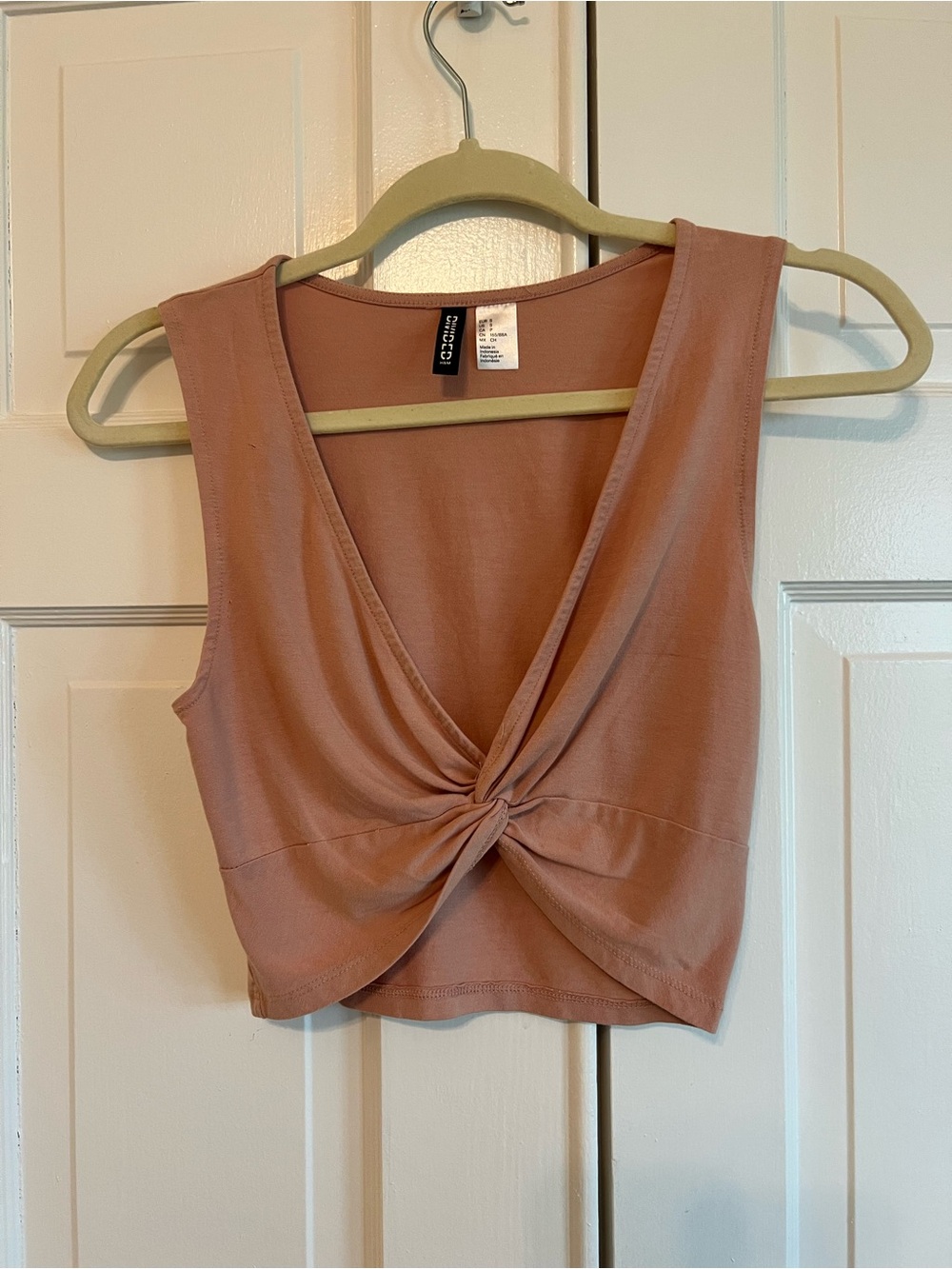 Forever 21 Dusty Rose Knotted V-Neck Crop Top